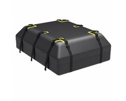 AALVERO - Dakkoffer voor auto - Waterdicht - Combinatieslot - Antislipmat - Draagtas - 12 bevestiging riemen - 600 L inhoud - Zwart