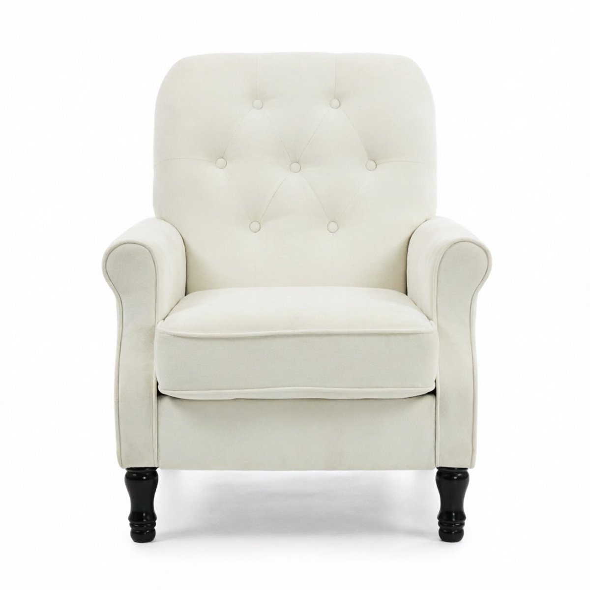 COVREO 1-zits fauteuil 69x75x90 cm cream, linnenlook, gecapitonneerd