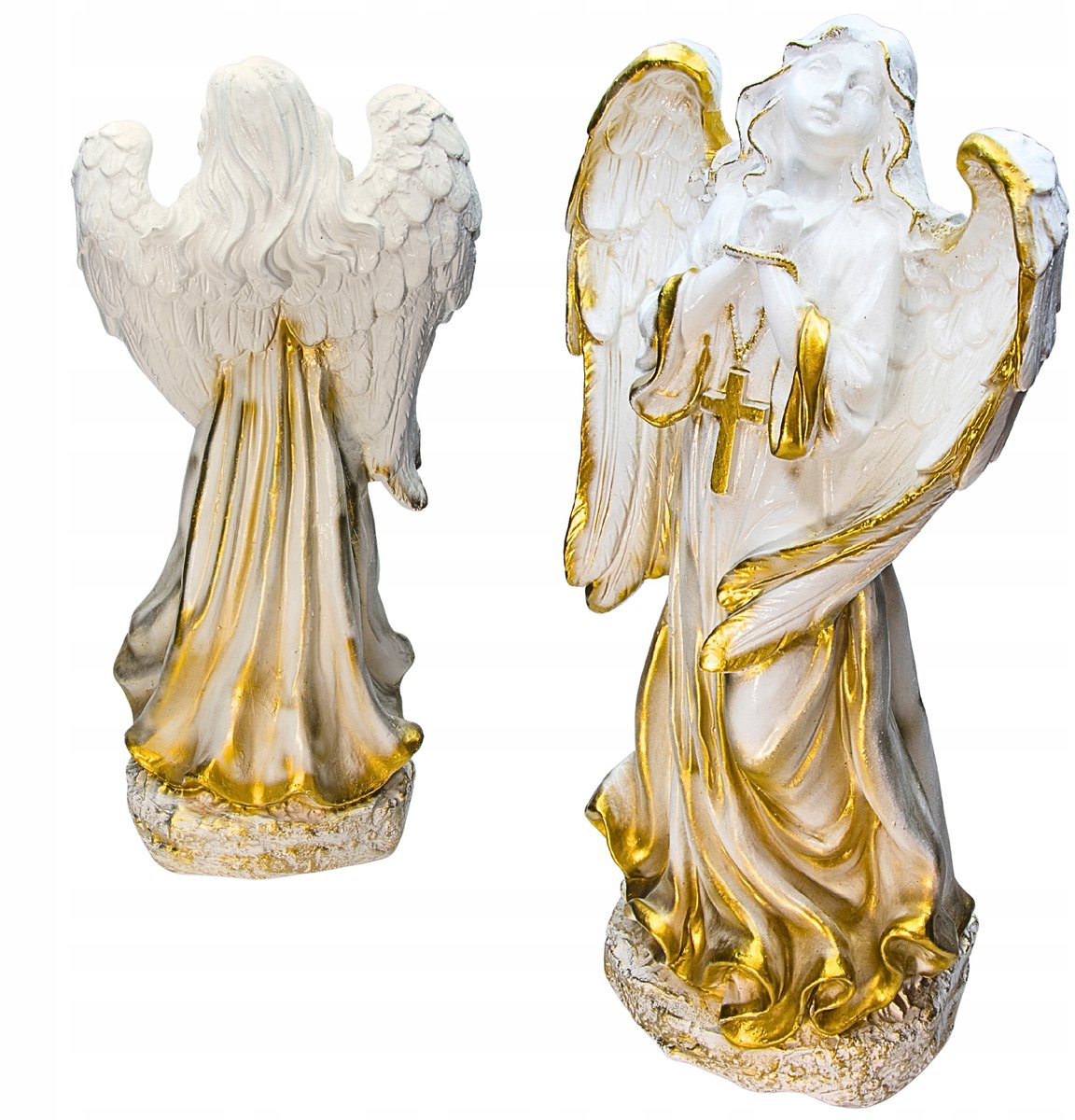 Grote Engel Decoratie Graf 50cm Wit-Goud - Weerbestendig