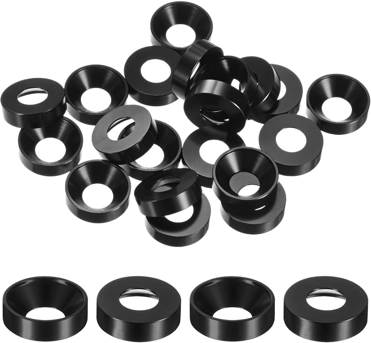 20 stuks verzonken sluitringen M8, gatdiameter 0,31 inch/8 mm aluminiumlegering afwerkingsring schroefkopafdichting voor industriële onderdelen [zwart]