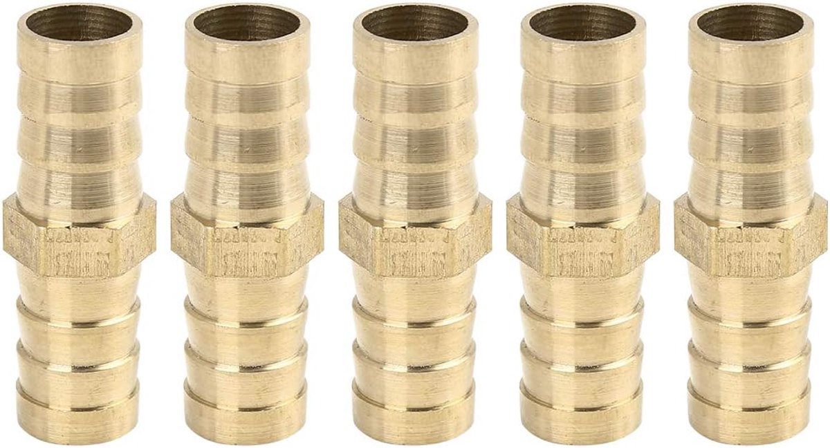 Sourcing map 5 stuks messing weerhaken slang rechte aansluiting voor water olie 14 mm