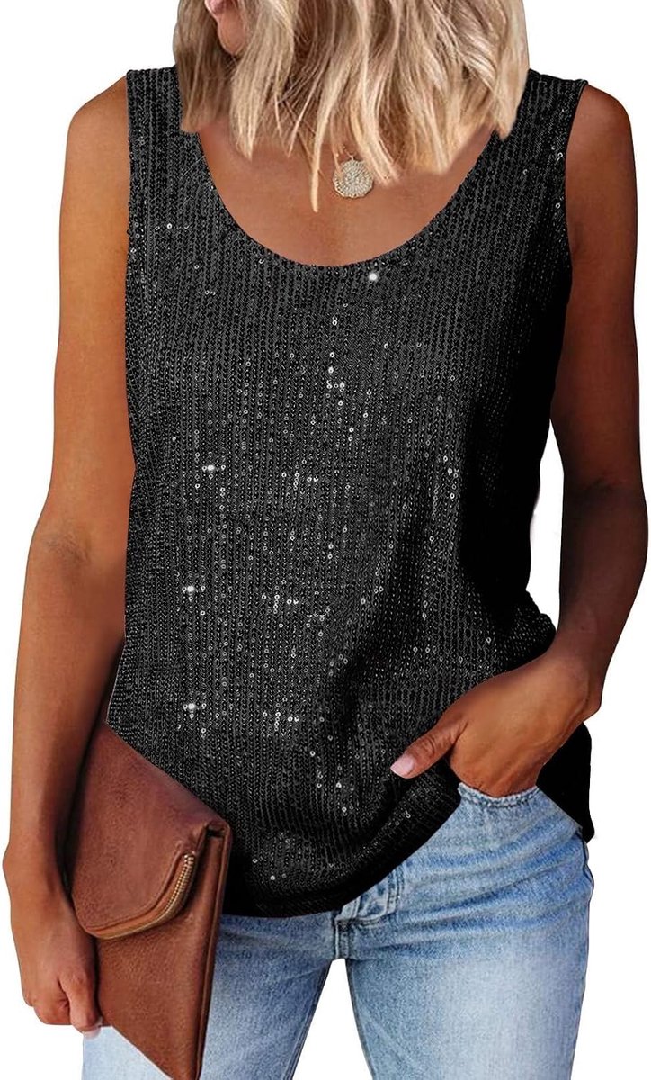 Pailletten mouwloze top vesten sprankelende tops