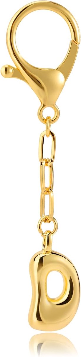 Initiële Sleutelhangers voor Vrouwen, Gouden Initiële Tasbedel Modelettersleutelhanger Gepersonaliseerde Koperen Letterbedels voor Tassen Portemonnees Rugzakken (D)