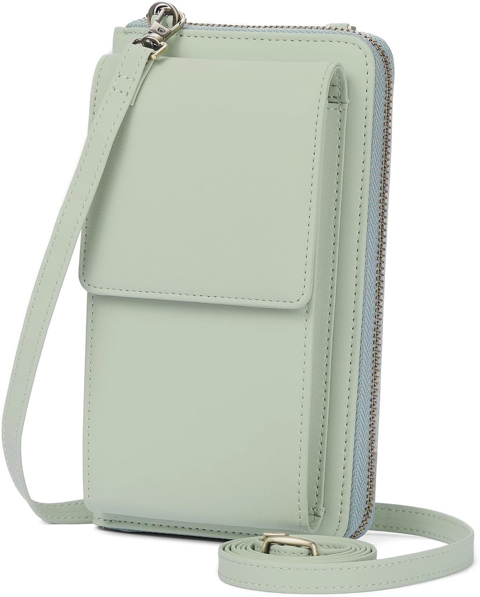 Schoudertas voor dames, trendy portemonnee, crossbody-tas van leer, kleine telefoonhoes voor dames met afneembare verstelbare bandjes en kaartvakken