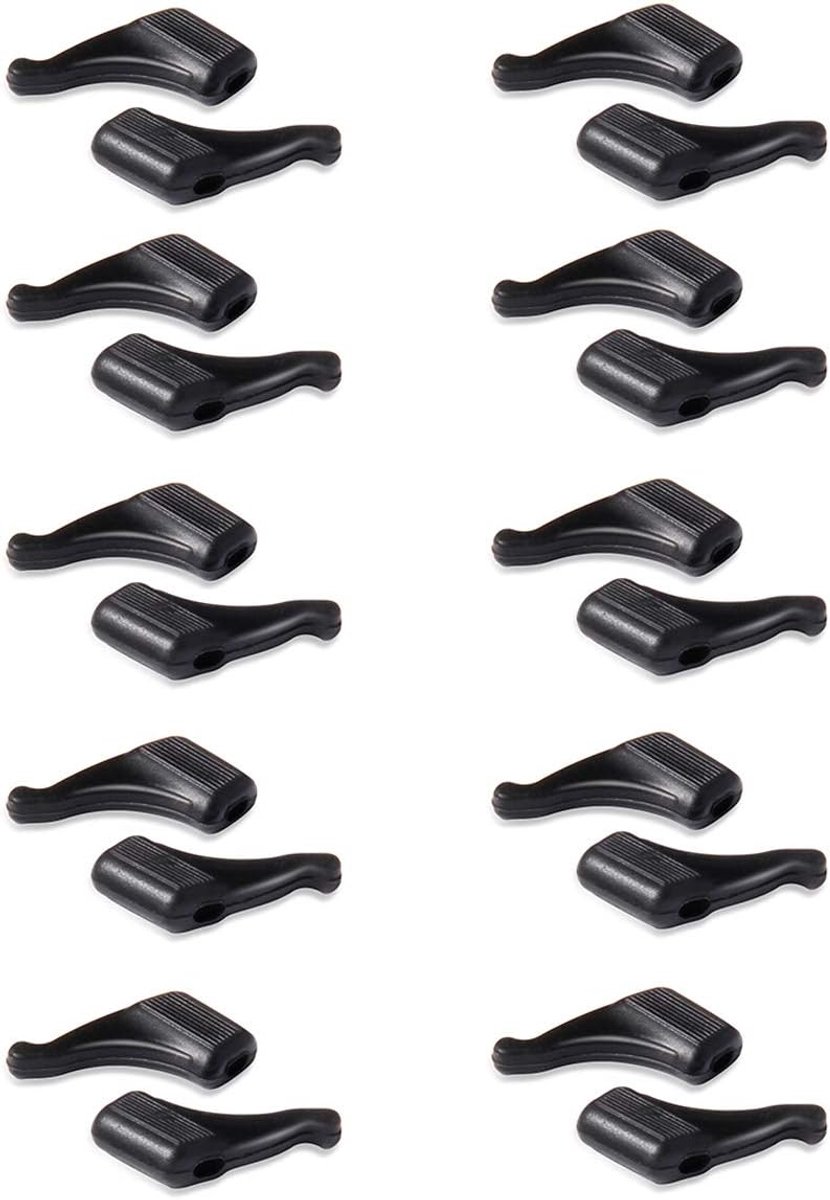 Oorhaken, 10 paar comfortabele siliconen antisliphouders voor glazen, voor sportbrillen, tempeltip, zwart