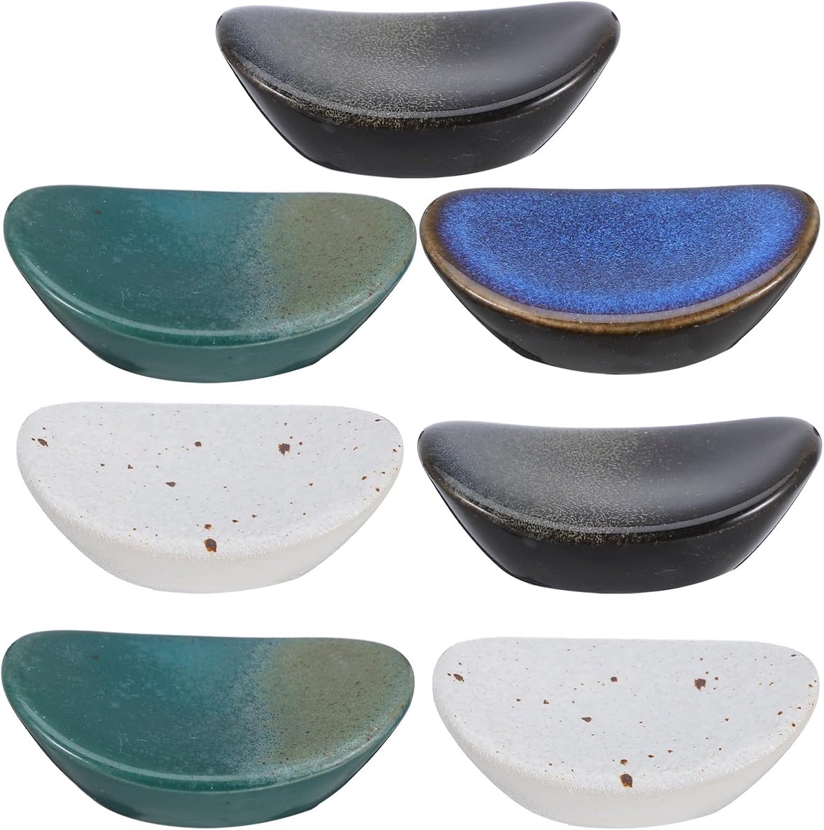 7 stuks keramische staafjeshouder houder houder Japanse stijl stokjes rest sushi eetstokjes bank mes lepel houder ovale vorm keuken restaurant home accessoires willekeurige stijl