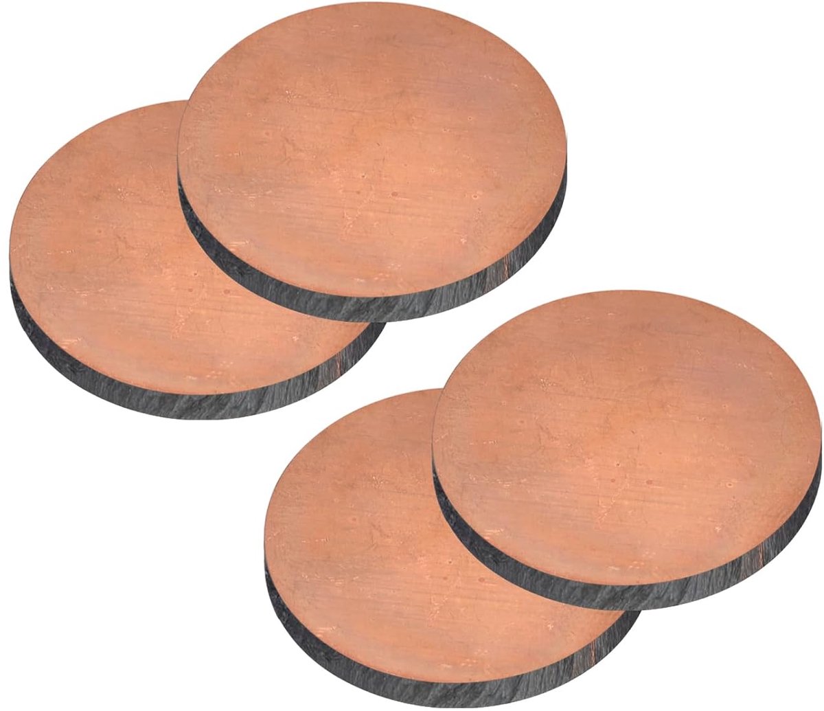 Zuiver koperplaat, 4 stuks 5/8 inch x 0,30 cm, 9 gauge T2 koperen metalen ronde plaat voor handwerk, elektrische reparaties