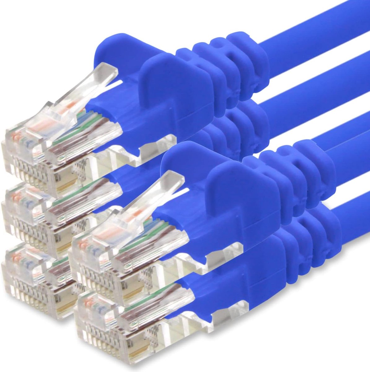 1aTTack.de Cat.6 netwerkkabel - blauw - 5x - 2m - (Set) - CAT6 Ethernetkabel LAN-kabel 1000 Mbit patchkabel