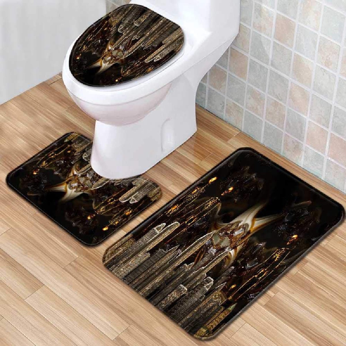 Mat, Bad Mat, Badkamer Anti-slip Mat, Toiletmat, 3-Delige Set Tapijt Deurmat, Machinette Tapijt, Douchemat 50cmx80cm