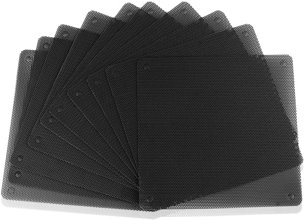 Cooler Ventilator Stoffilter 120mm Hoes Stofdichte Mesh Computer Ventilatorkappen Grills (10x 120mm, Zwart)