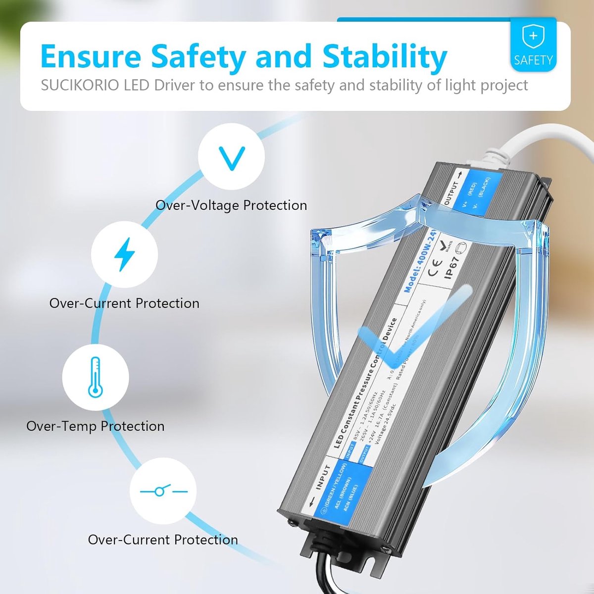Transformator 24V 200W Waterdicht IP67 AC 230V Naar DC 24V 8,3A Ultradunne Constante Spanning LED Driver Voeding Schakelbare Laagspanningstransformator Voor LEDs Strip, Buitengebruik