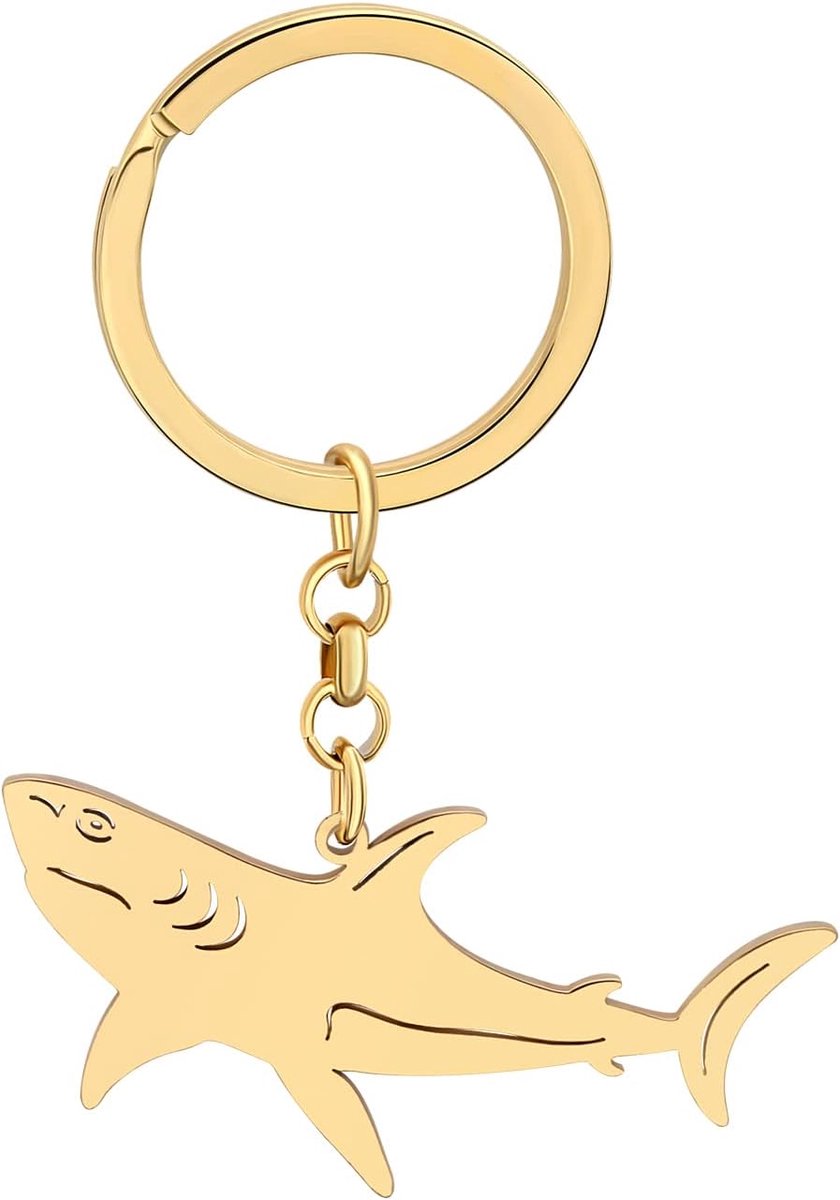 Haai Sleutelhanger Schildpad Dolfijn Krab Zeepaardje Oceaan Dieren Sleutelhanger Voor Vrouwen Meisjes Tas Auto Sleutelhanger, Vergulde haai sleutelhanger, M