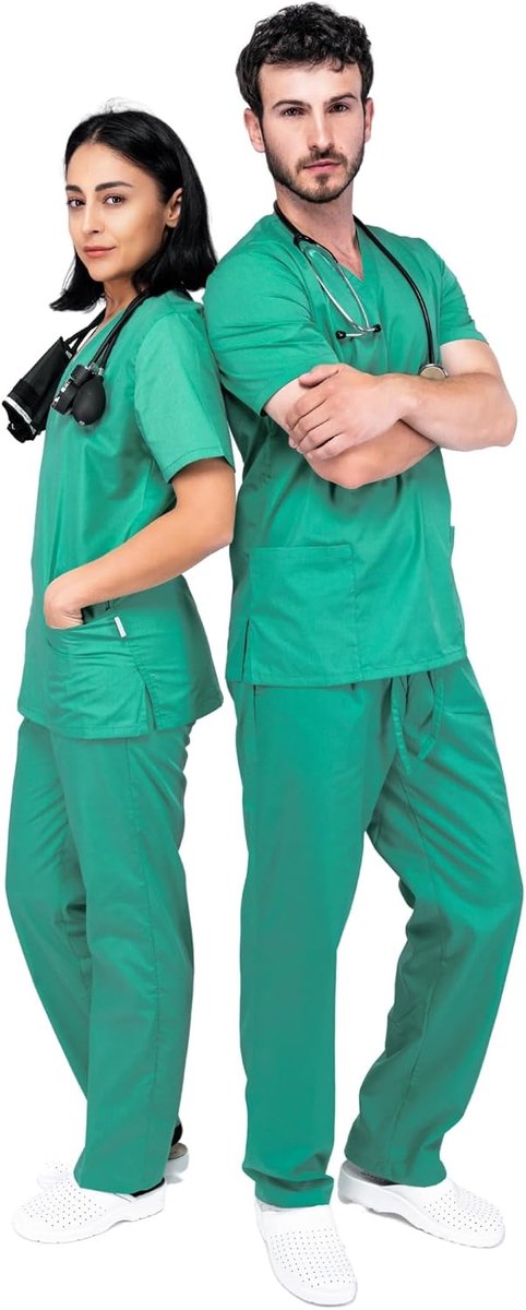 Medische werkkledingset - Kaszakken voor dames en heren zachte en comfortabele pasvorm, professionele kleding, verzorgingsuniform, kassakset, verzorging, modern, ademende stof