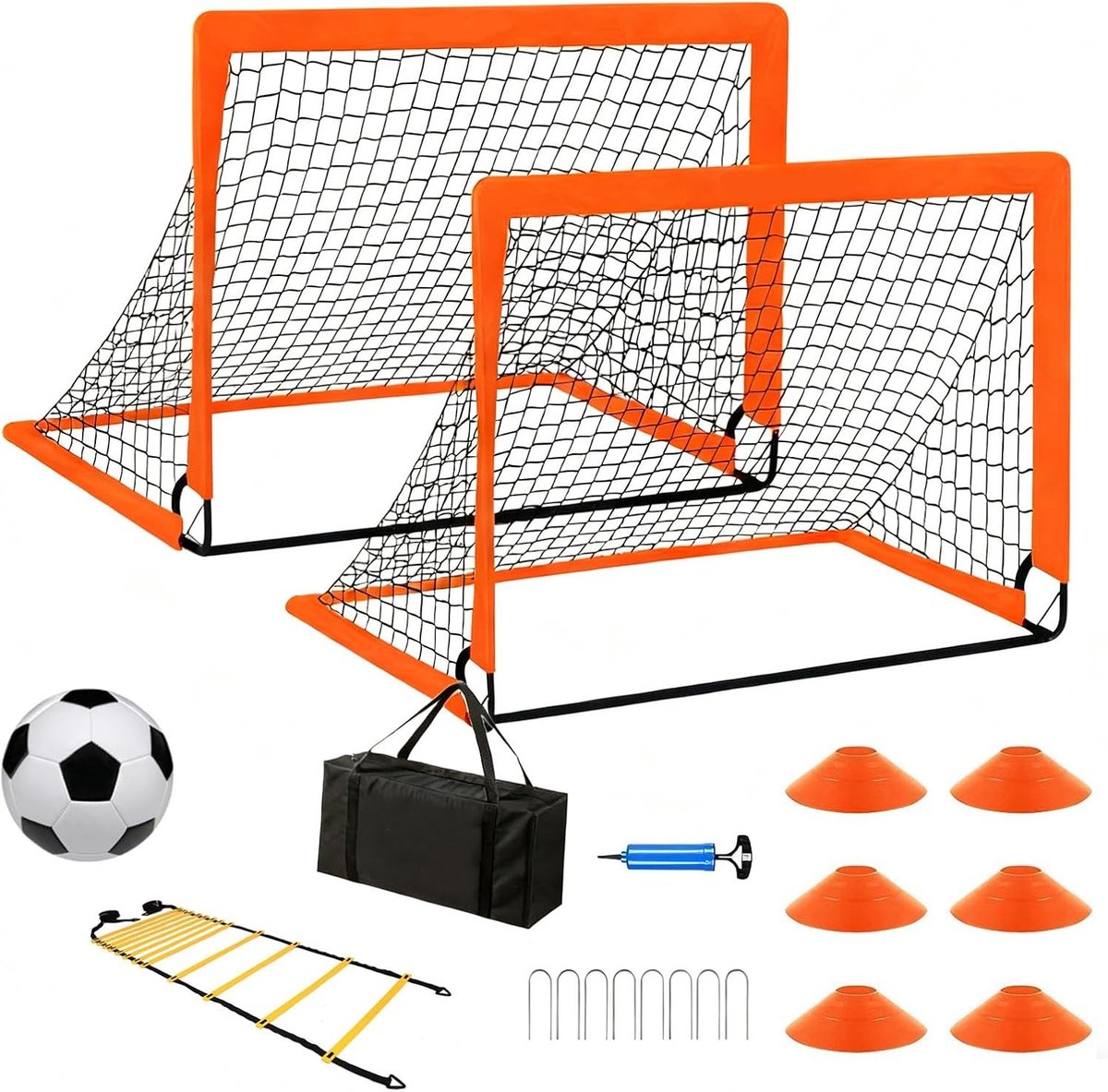 Voetbaldoel Set - Pop-up Doelen - Voetbal Training - Compleet met Accessoires - 180 x 120 cm - Oranje