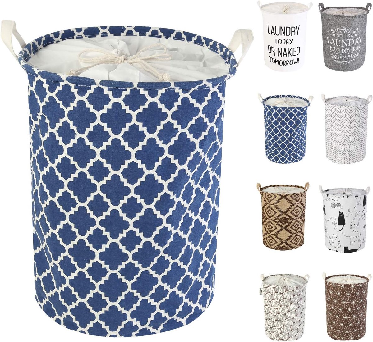 17,7 inch/45 cm wasmand, opvouwbare wasmand opbergsorteerder, trekkoord waterdichte sluiting voor stofdicht, voor kamer, grote katoen en linnen stof