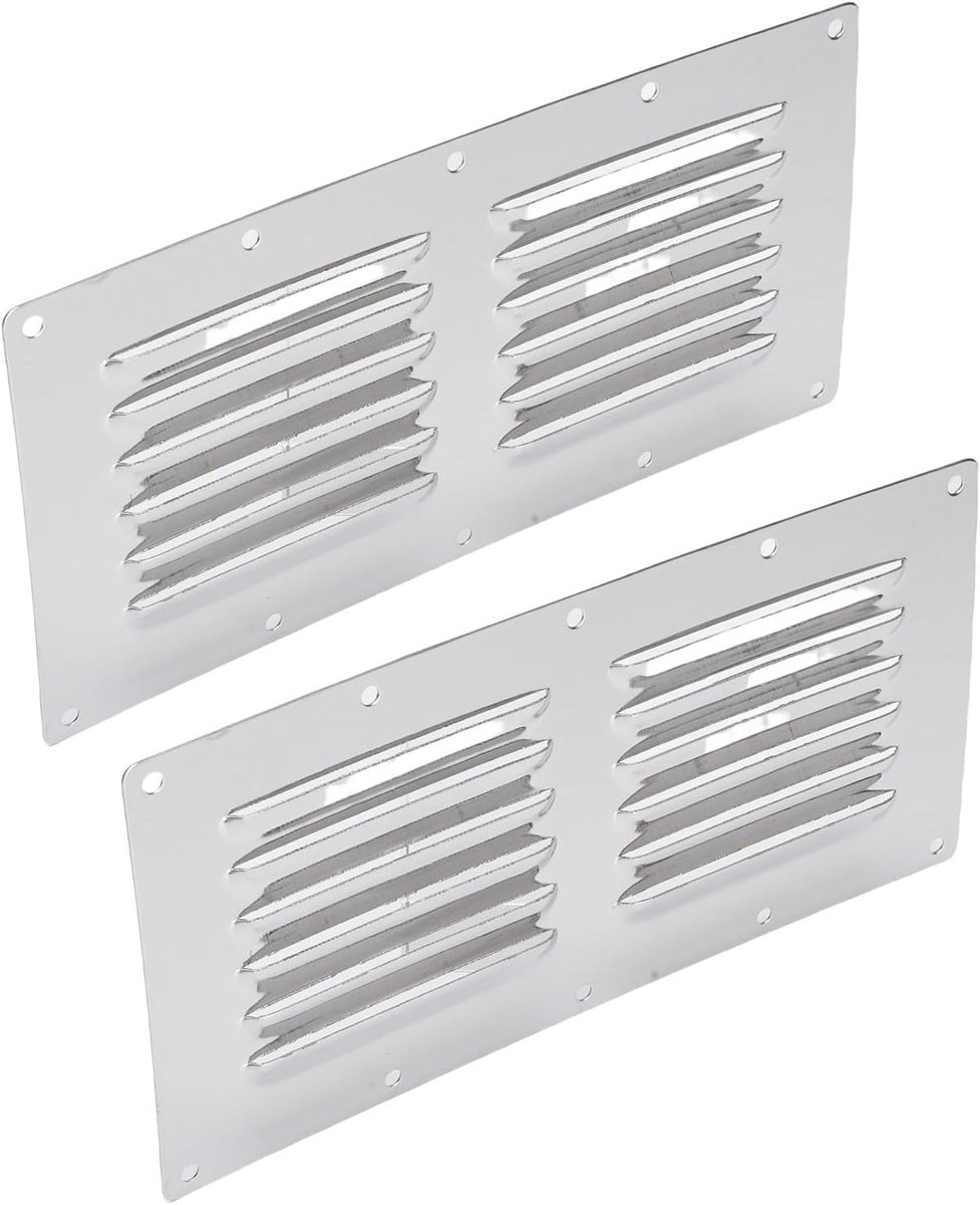 Vent Air Grill Cover Hoge Sterkte 316 Roestvrij Staal Rechthoekig Ventilatiepaneel voor Boten, Jachten en Campers 230x115mm 2 STUKS