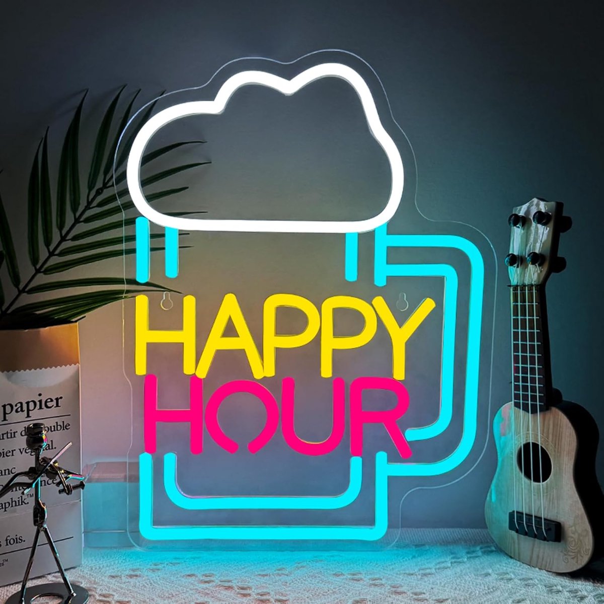 Hour Neon lichtbord, bierled, gepersonaliseerde retro muur met USB-licht, bar, pub club, disco, decoratie voor thuis en feest