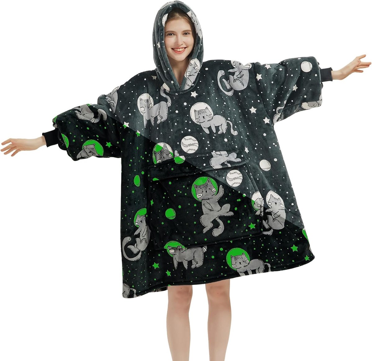 Oversized hoody, sweatshirt voor volwassenen, sherpa deken, sweatshirt, flanel, hoody's, reuzenpluche, pullover deken met capuchon, warme hoodie, eenheidsmaat, past iedereen, mannen, vrouwen,