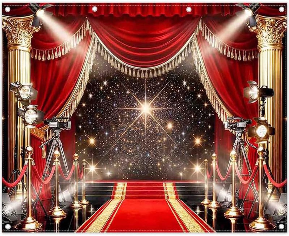 3x2,4 m Rode Loper Filmavond Podium Achtergrond | Polyester Stof, Wandkleed Spotlight Achtergrond, Afstudeerfeest Gala, Banier Decoratie, Buiten Fotobooth