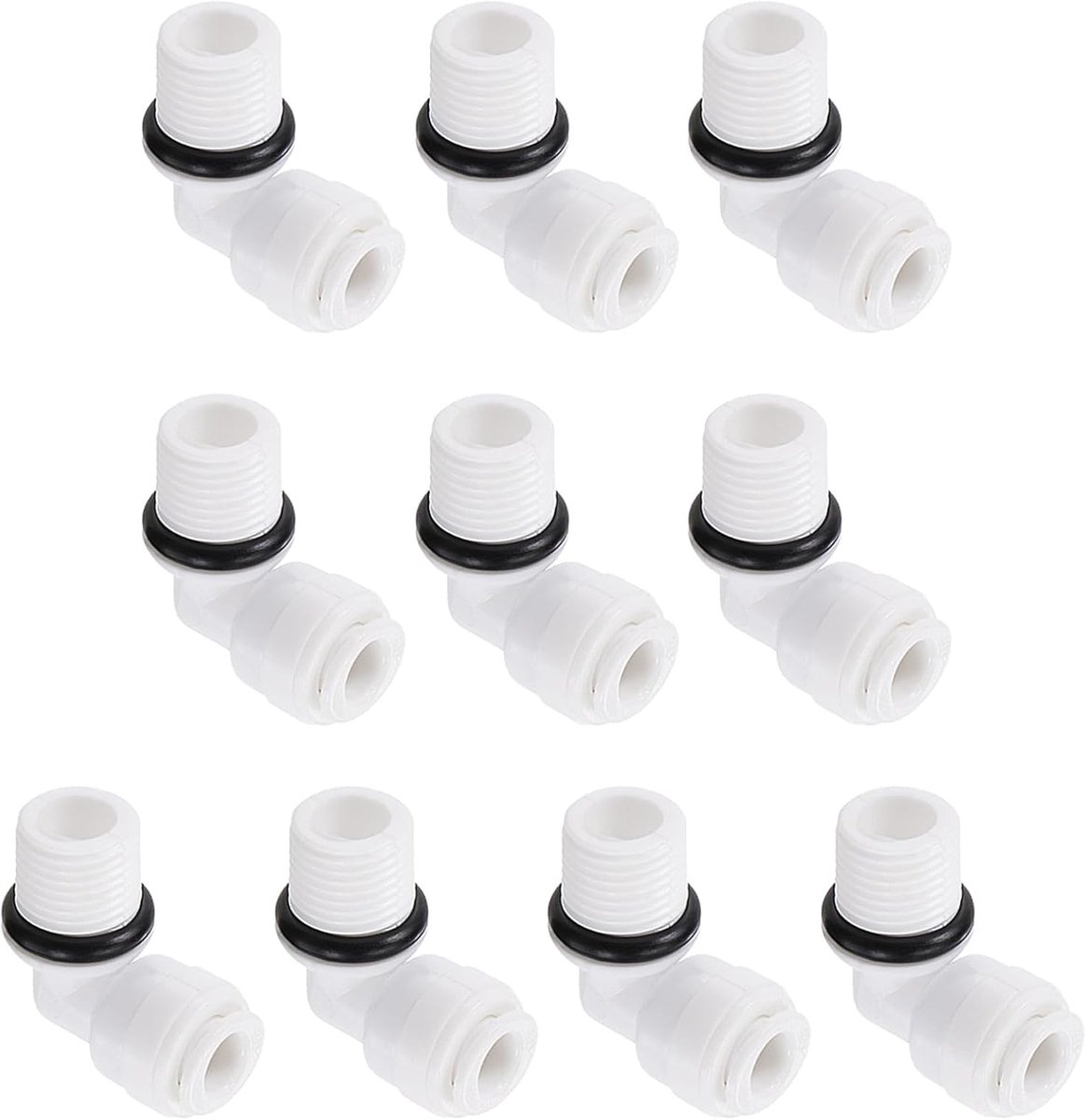 G1/4 buitendraad tot 1/4 inch L type snelkoppeling x 10 stuks snelsluiting fitting voor waterfiltersystemen reiniger [wit zwart]