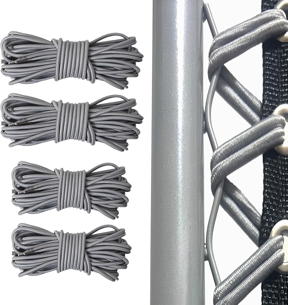 4 stuks elastisch reservetouw, fauteuil, ligstoel voor tuin, buiten, ligstoel (grijs)