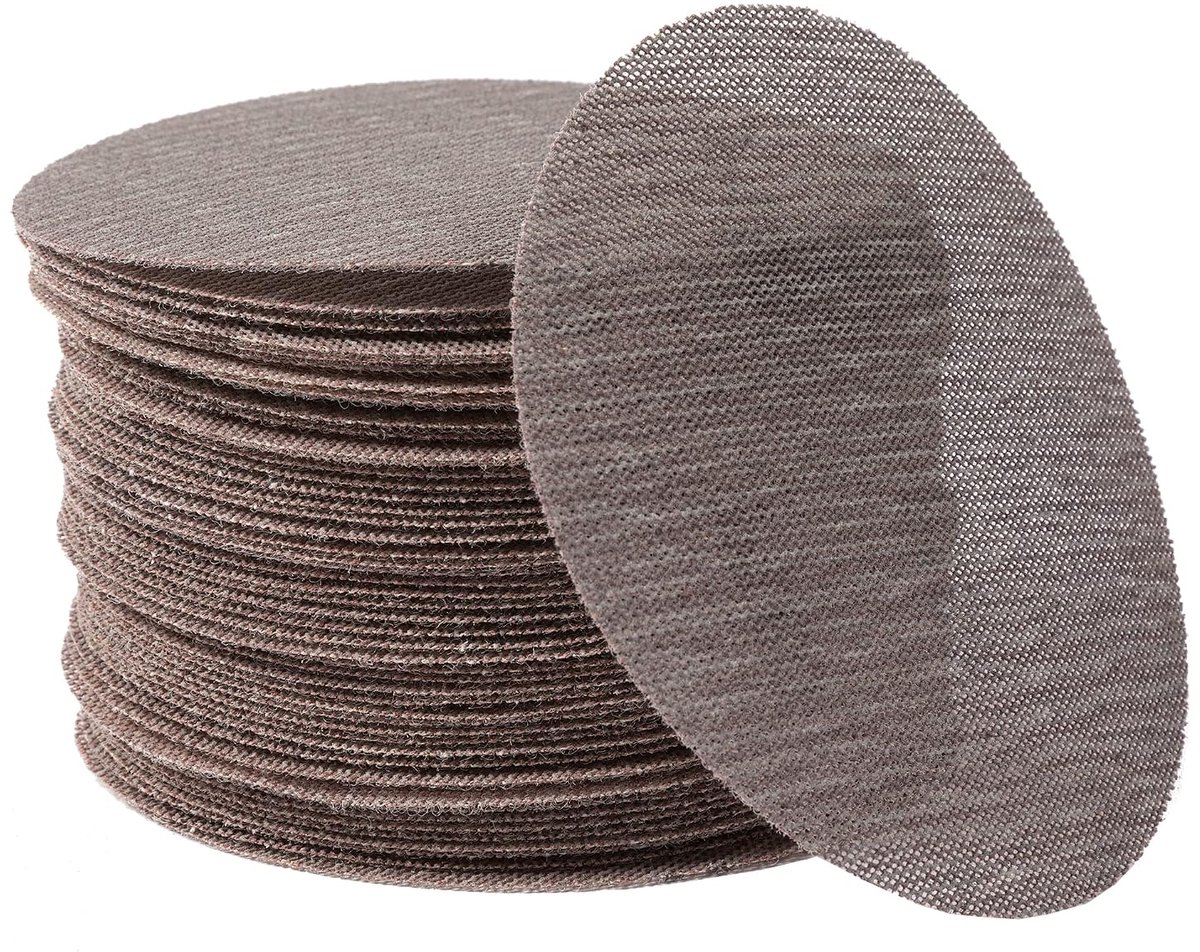 180GRIT 50 stuks 5-duim gaas schuurschijven met haak en lus schuurpapier, stofvrij anti-blokkeringsnet schuurpapier voor autocarrosserie, hout, gipsplaten, metaal
