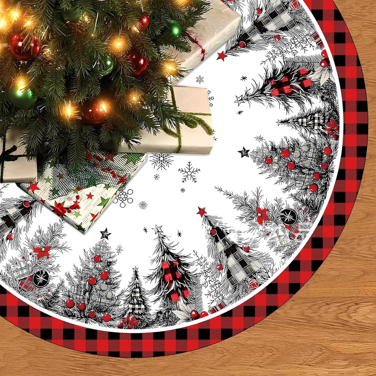120 cm, kerstboomdeken, rond, kerstboomdeken, tapijt voor kerstboomversiering