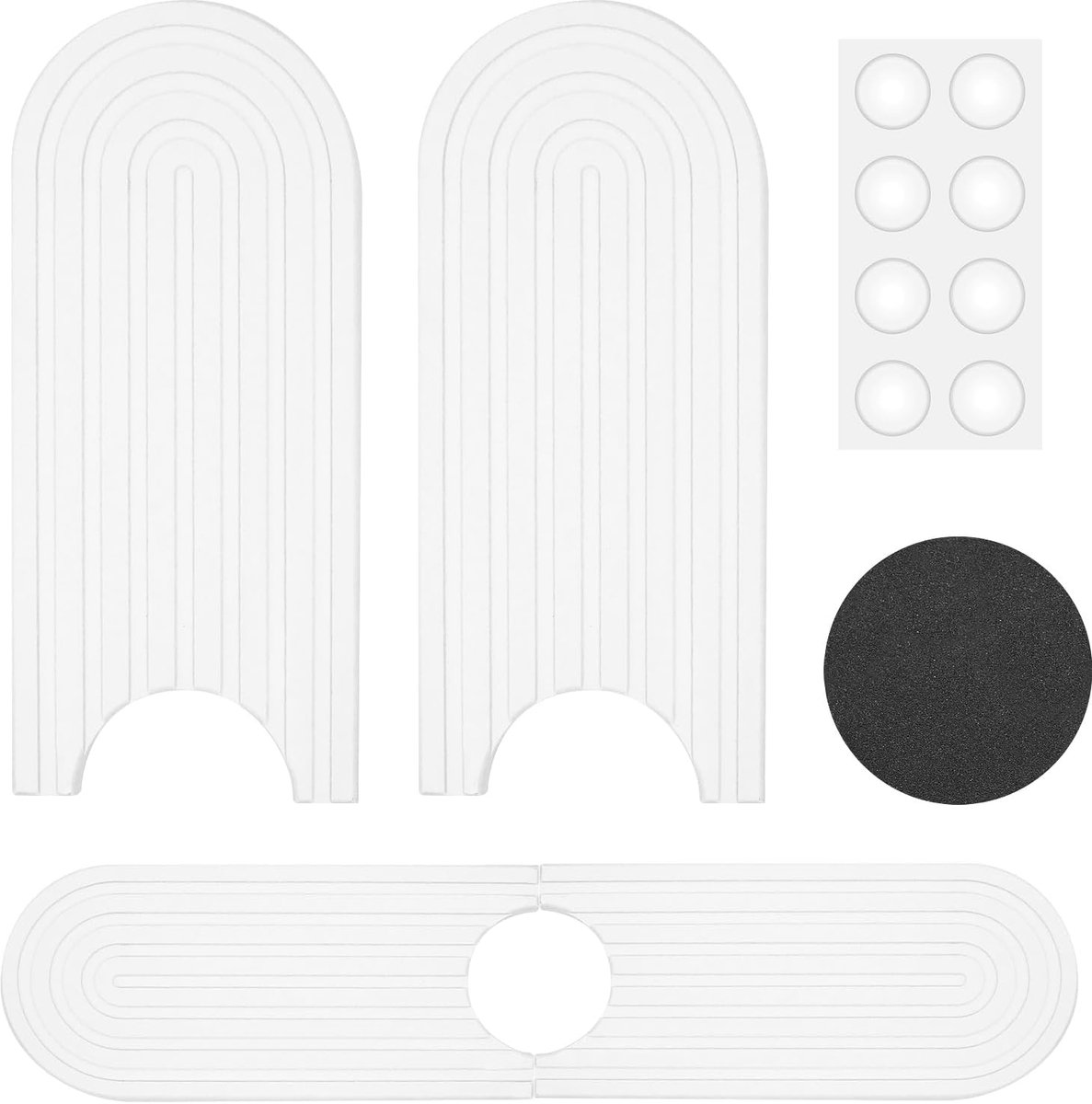 1 stuk waterkraan afdruipmat kiezelgoer waterkraan spatbescherming 45 × 10 × 0,9 cm drainagemat gootsteen witte waterkraanmat voor keuken, badkamer