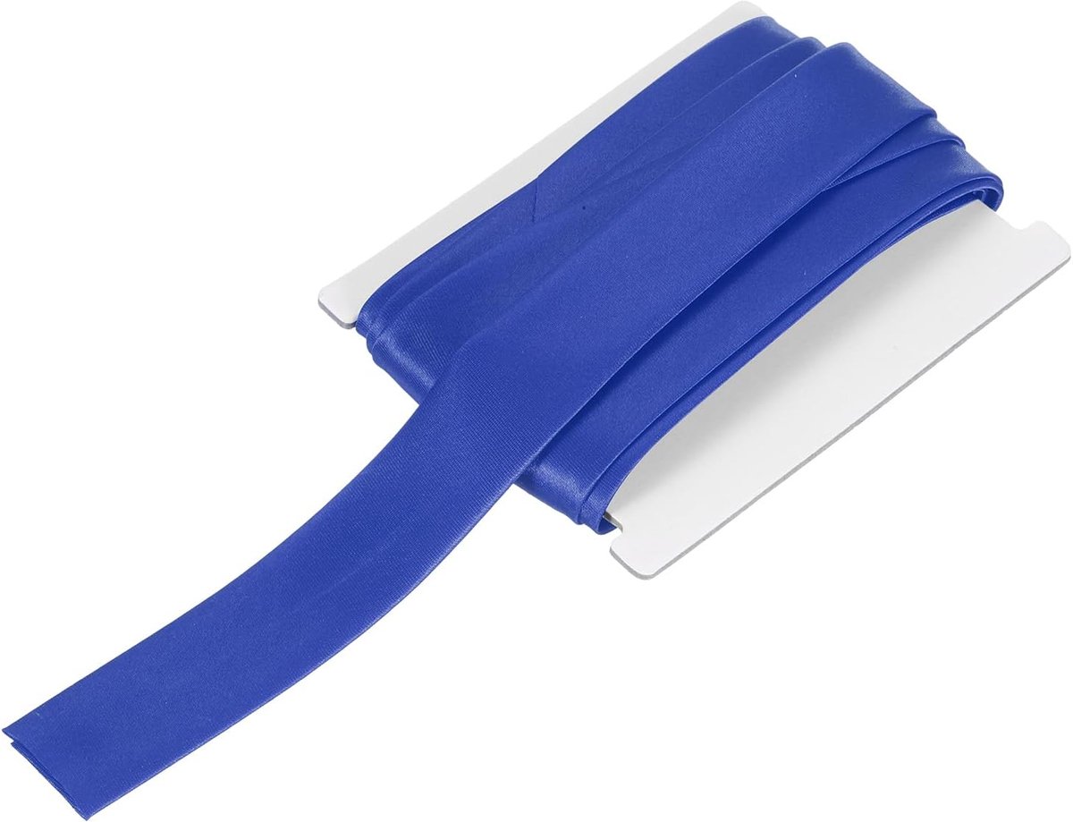 Double Fold Bias Tape voor naaien, 1 inch x 6 Yards Satijn, Pre-Fold Continuous Binding Tape om te naaien, quilten, zoom, doe-het-zelf handwerk, saffierblauw