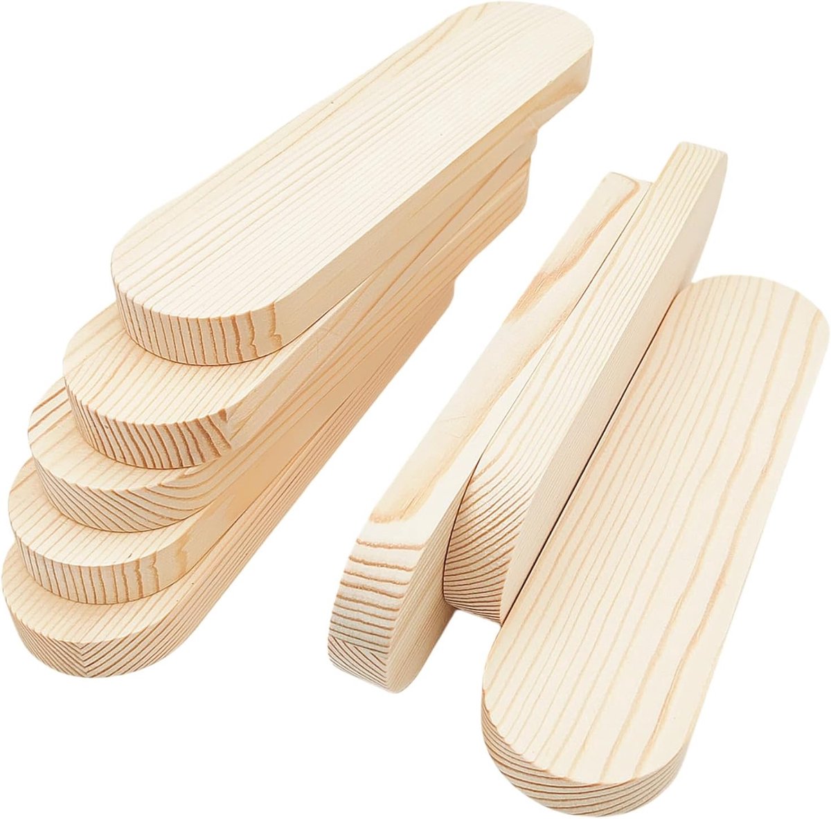 8 stuks ongelakte ovale houten blokken om te knutselen, lege houtsnijblokken om te graveren, branden, schilderen (20 x 5 x 1,5 cm/8 stuks)