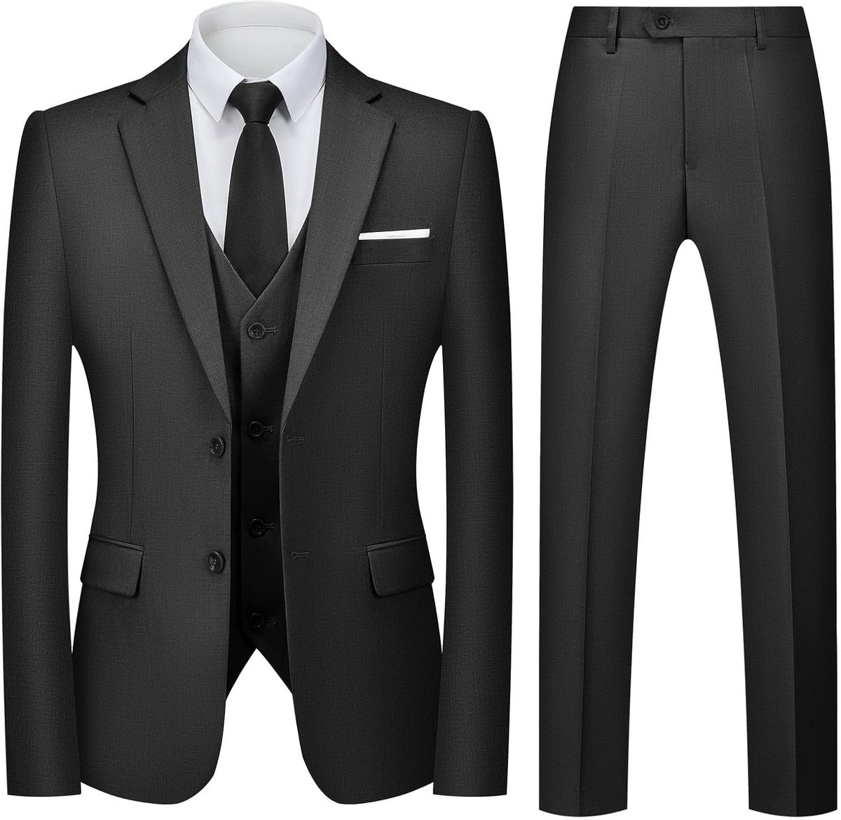Slimfit, 3-delig pak, businesspak, 3-delig, voor bruiloft, colbert, broek, vest, formeel dinerpak