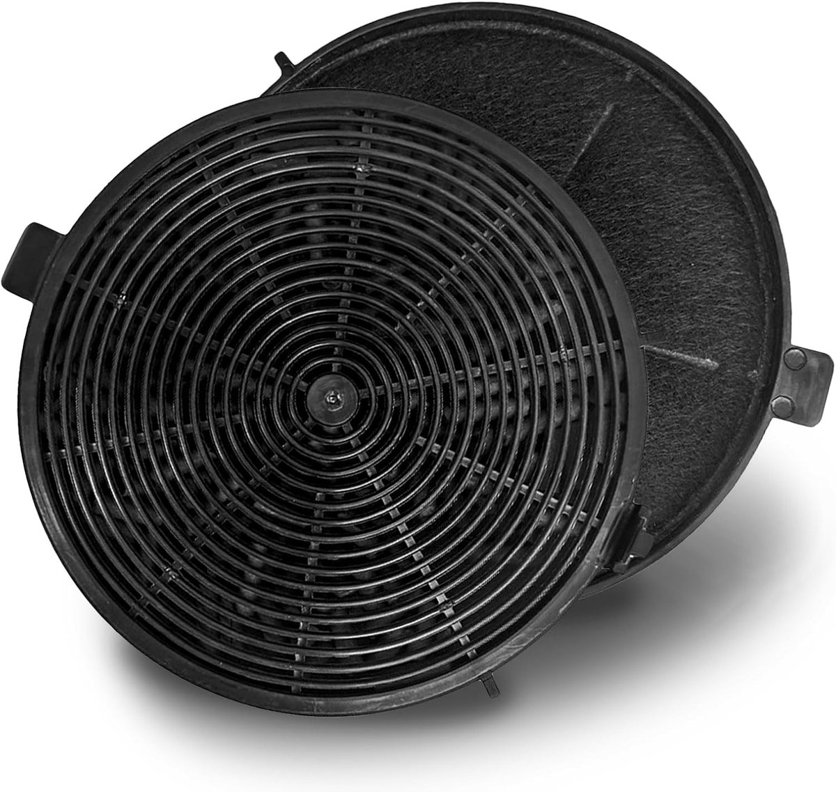 Koolfilter voor afzuigkap, 2 stuks, compatibel met Respekta KF561 DU620 DU621, Klarstein MIZ0023, Bomann, AEG, Bosch Siemens, Whirlpool Elica, rond, zwart, 132 x 13 cm