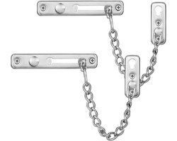 Security Door Chain Lock Sturdy Door Lock Latch For Inside Door Stainless Steel Hotel Door Lock With Spring Button Door Locks For Kids Safety Brushed Nickel