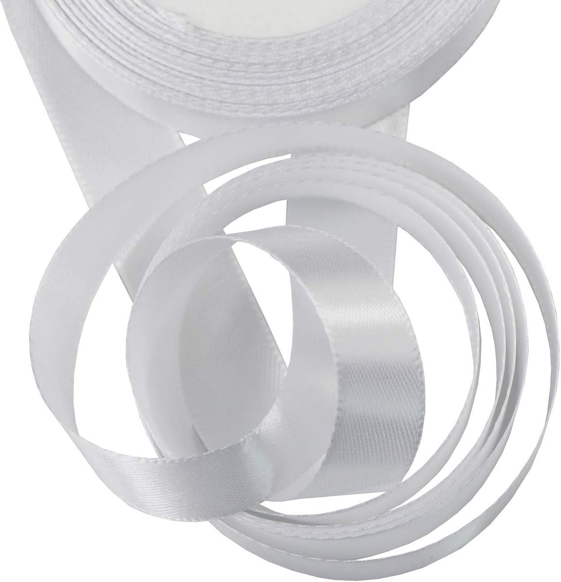 Aufodara 22 meter effen kleur satijnen lint 20 mm brede decoratie voor doe-het-zelf geschenkverpakkingen, strikken ambachtelijke bruiloft feestaccessoires (wit, 20 mm - 24 meter)
