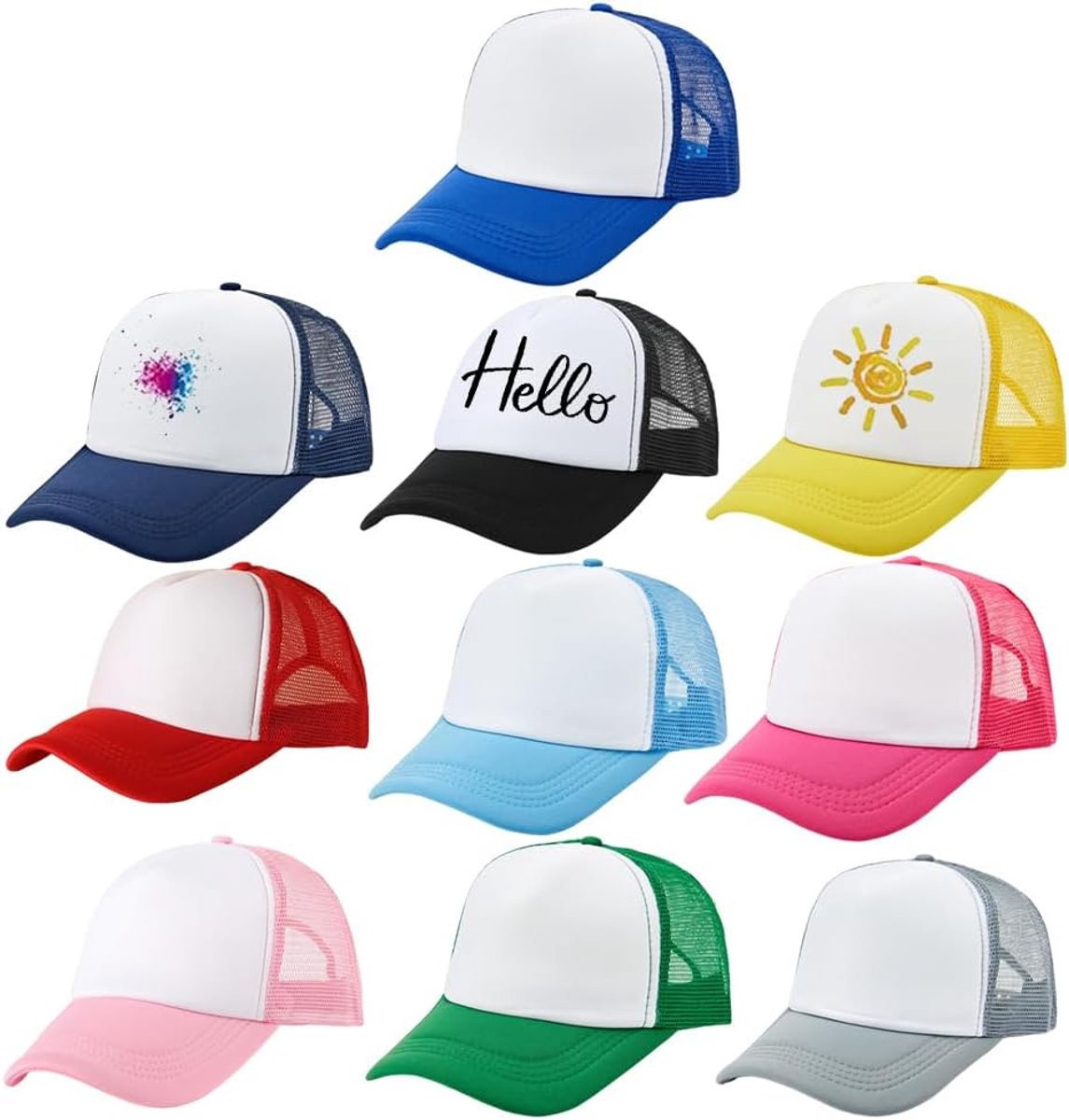 10 Pcs Kids Sublimatie Trucker Hoed Bulk Mesh Verstelbare Blanco Plain Baseball Caps voor DIY
