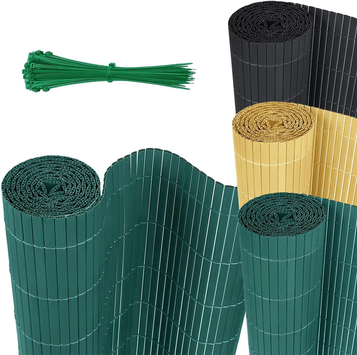 Zichtscherm, pvc, inkijkbescherming, bescherming tegen wind, ondoorzichtig, voor tuin, balkon en terras, 1000 x 90 cm, groen