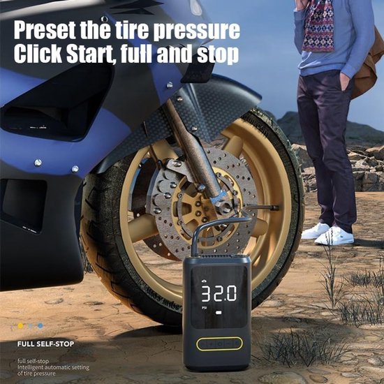 Draagbare Elektrische Luchtpomp Digitaal Display Dubbele Voeding Oplaadbare Compressor, Powerbank Functie + Sigarettenaansluiting, Auto Fiets Bal — afbeelding 2