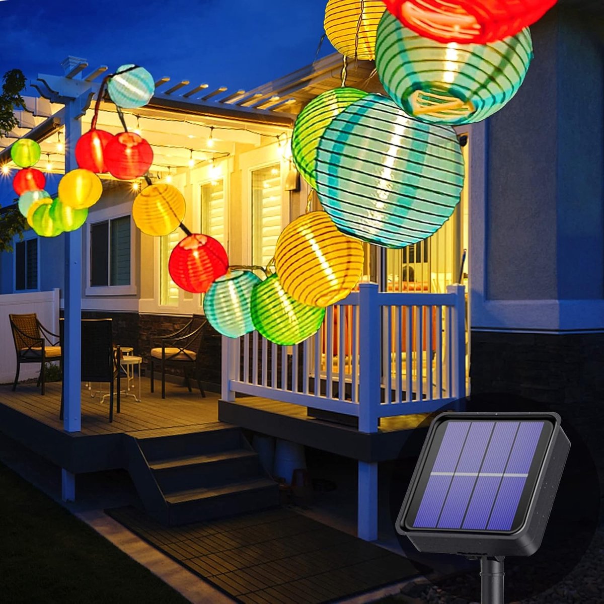Vellaro Tuinverlichting buiten lichtsnoern - Veelkleurig - 8 meter - 30 LED Zonne-energie Lichtsnoer - Voor Buiten en Binnen