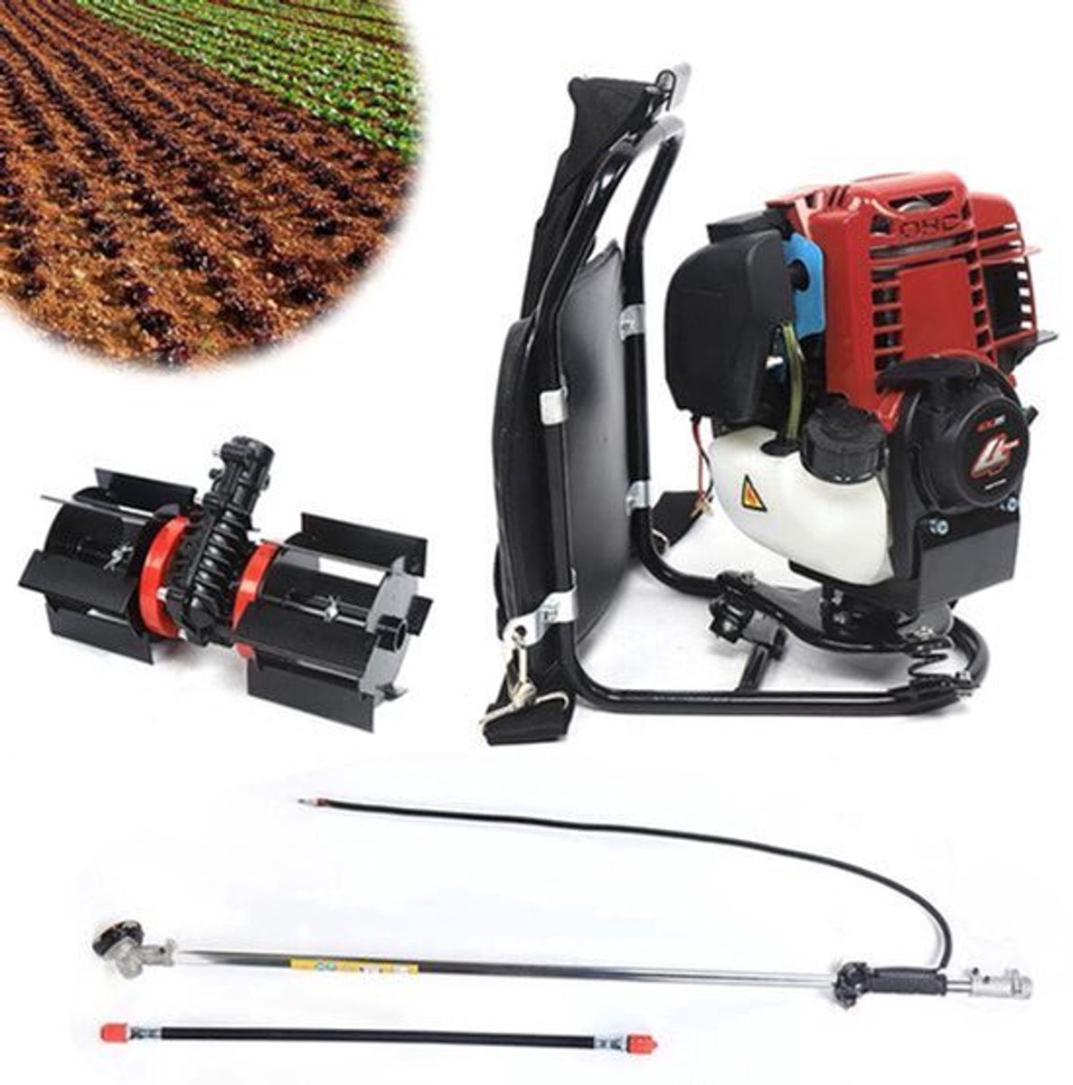 Bosmaaier - Grasmaaier - Grastrimmer - Heggenschaar - Grasschaar - 4-Takt Rugzak Cultivator - rachtige Tuinmachine voor Precisiewerk