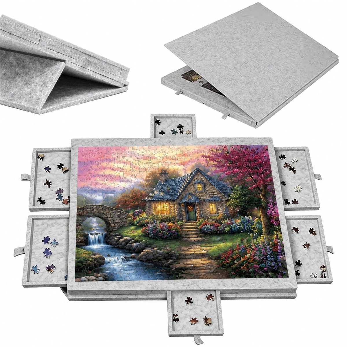 SolidKeus - Kantelbare Puzzeltafel met 6 Laden en Draagbare Standaard