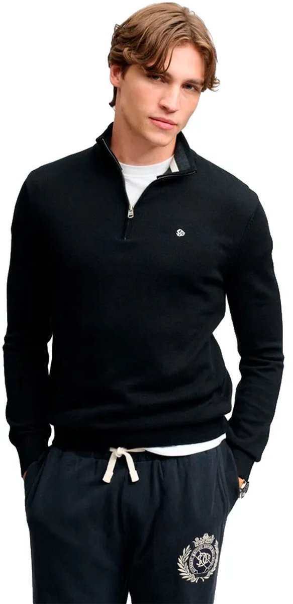 Superdry - Preppy Essential Katoenen Halve Rits Trui - Heren - Sweaters