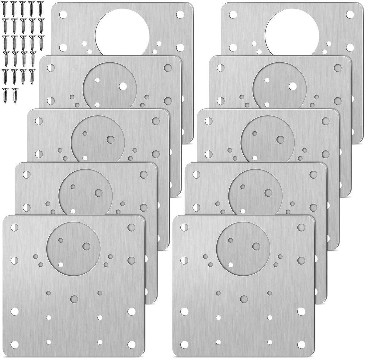 SnelShoppen - Hinge Repair Kit 10 Stuks - RVS Scharnierplaten met Schroeven - Hinge Reparatie Kit voor Meubels, Keuken en Kasten