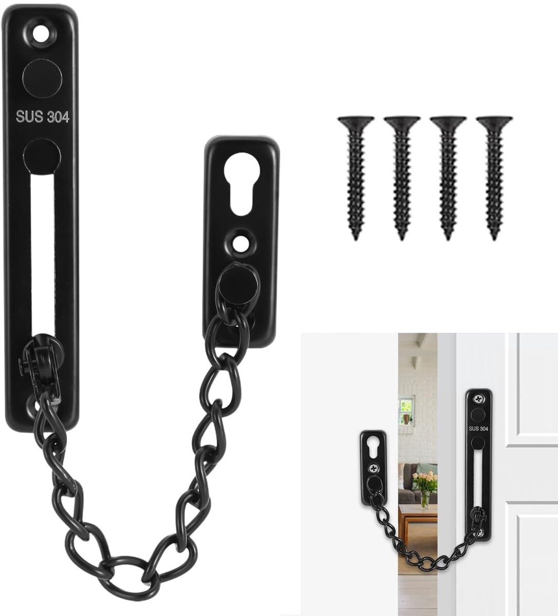 SolidKeus - Veiligheidsdeurketting voor Voordeur in Zwart