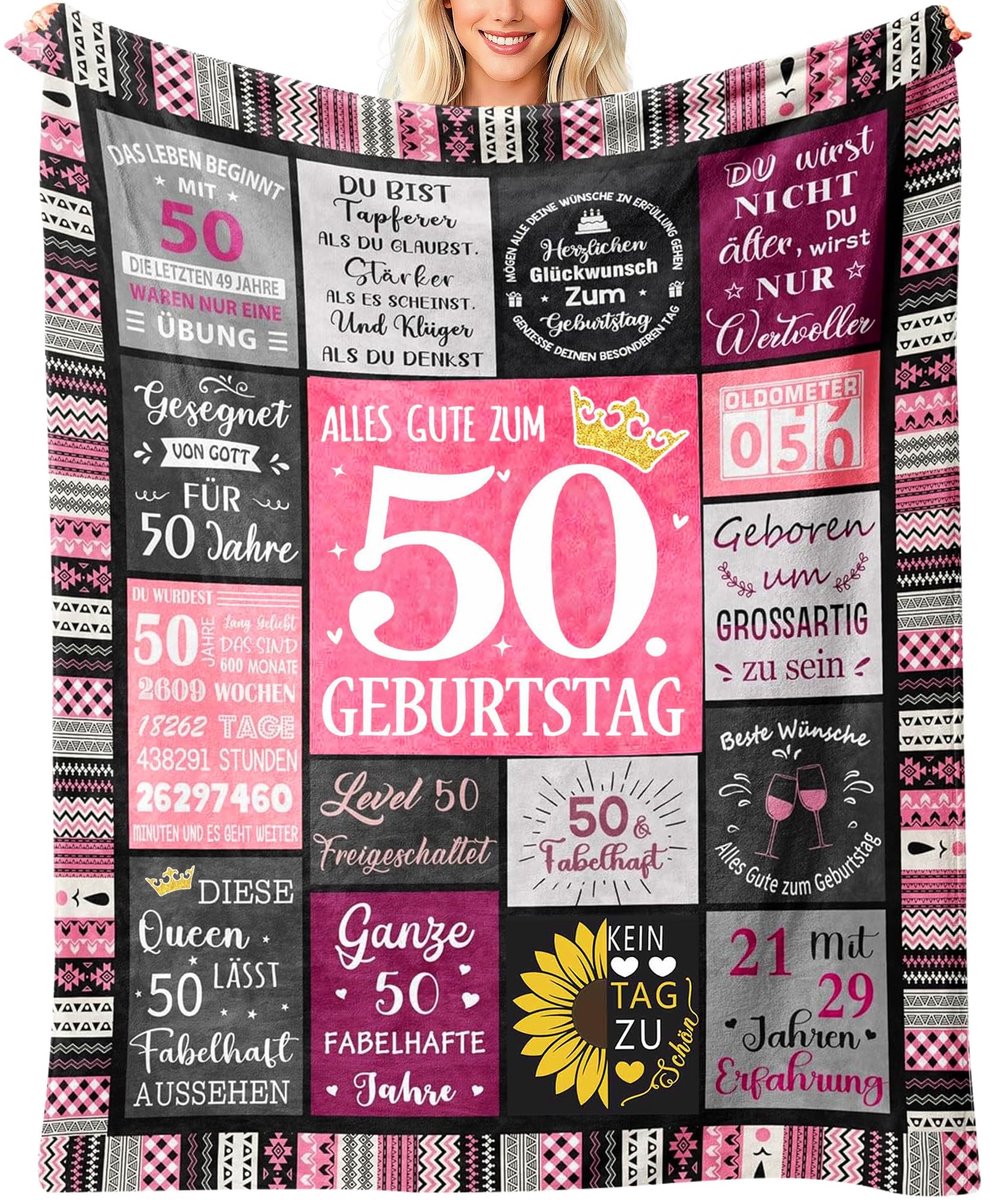 SolidKeus - Cozy Dekentje voor 50ste Verjaardag met Hartverwarmende Boodschap