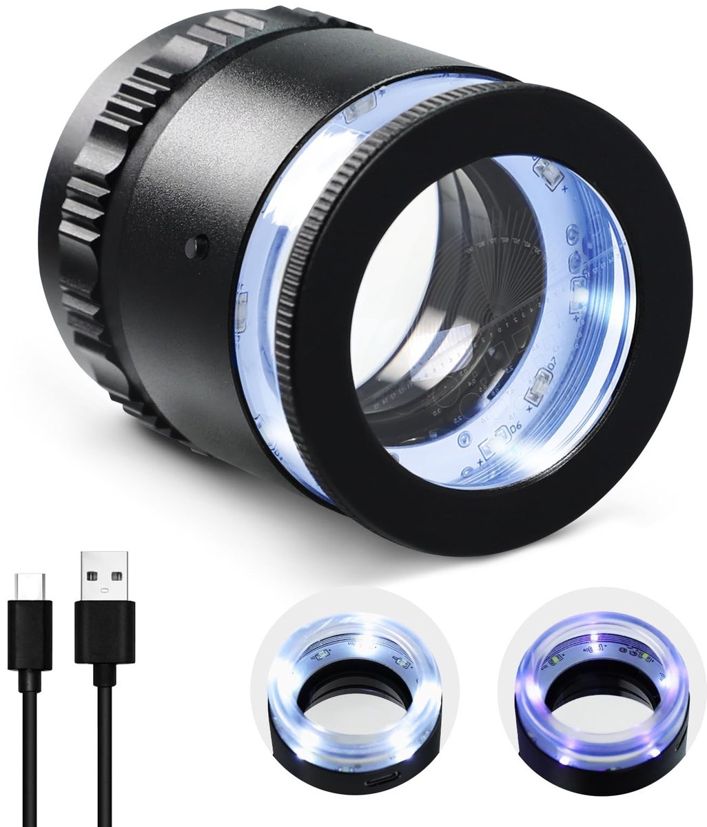 SolidKeus - USB Oplaadbare Vergrootglas met LED en UV Licht