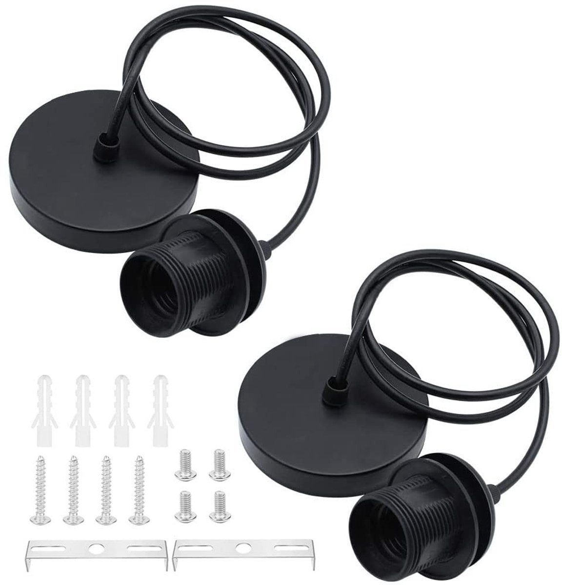 SolidKeus - Set van 2 Hanglampen E27 met Verstelbaar Snoer