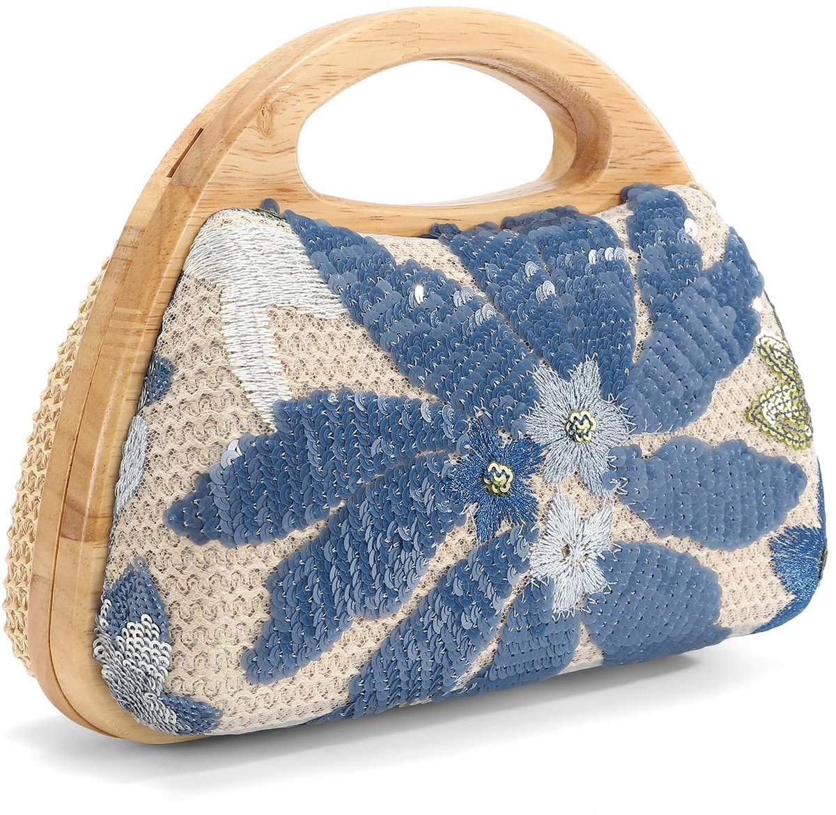 SolidKeus - Elegante Clutch Bag met Pailletten en Bloemstickers