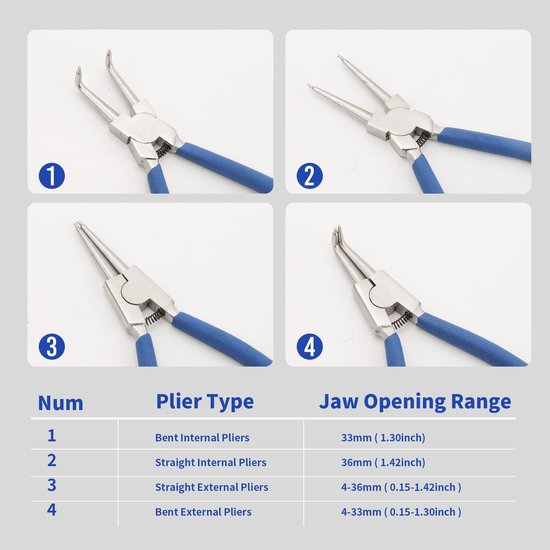 SolidKeus - Set van 8 Circlips Pliers voor Verwijderen en Installeren van Solidkeus — afbeelding 5
