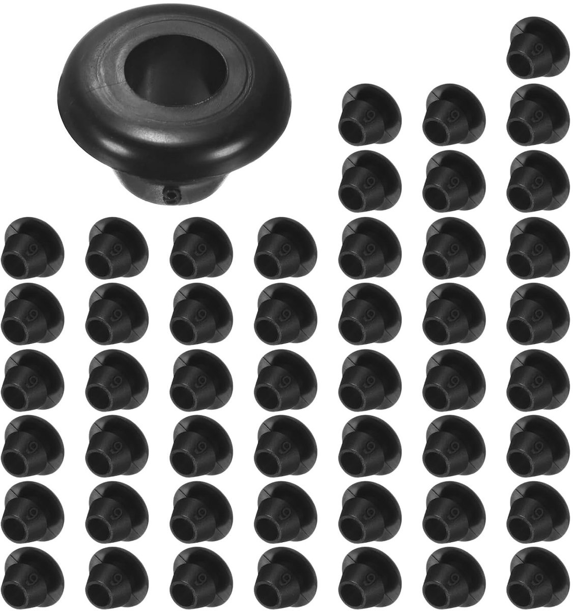 50-Pack Rubber Grommets voor Kabelreling, 8mm Boorgat, 6mm ID Oogring, Geschikt voor Draad, Autotoepassingen en Metaal Kabelpalen