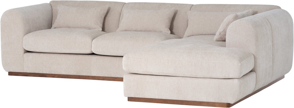 WOOOD Brenvo Hoekbank Rechts - Structure Velvet - Zand - 73x306x178
